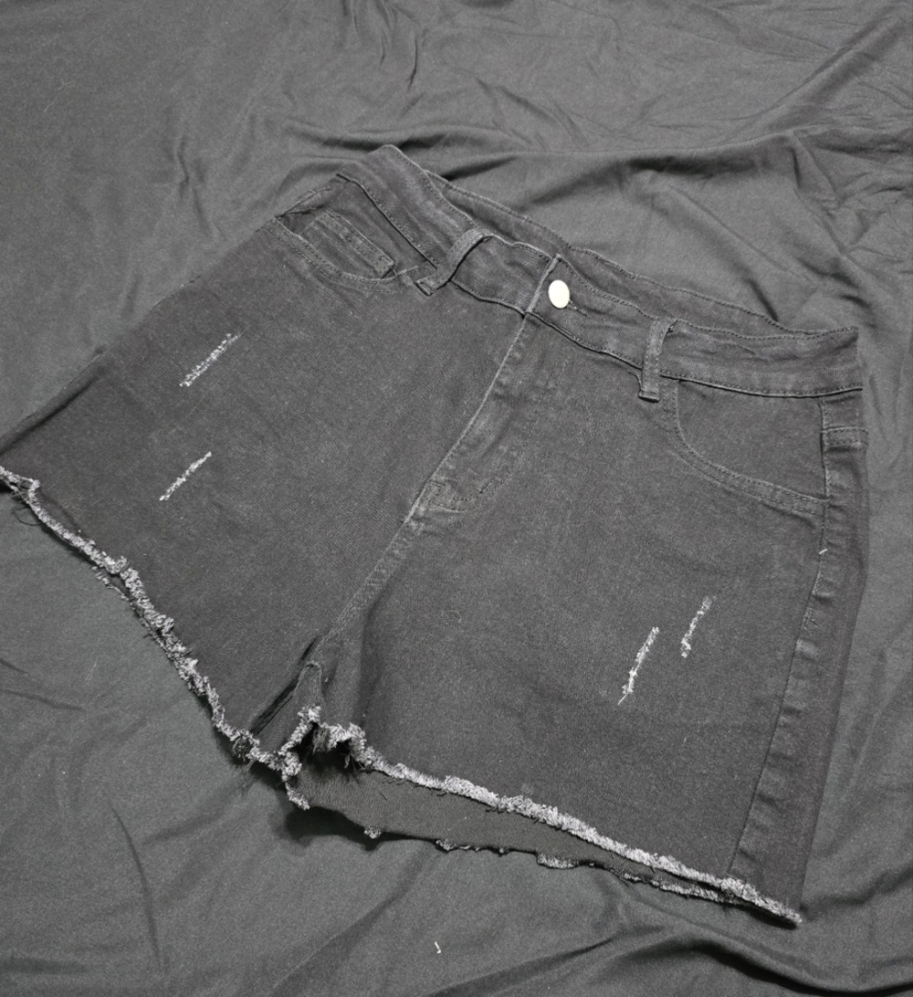 Black Denim Shorts, Medium